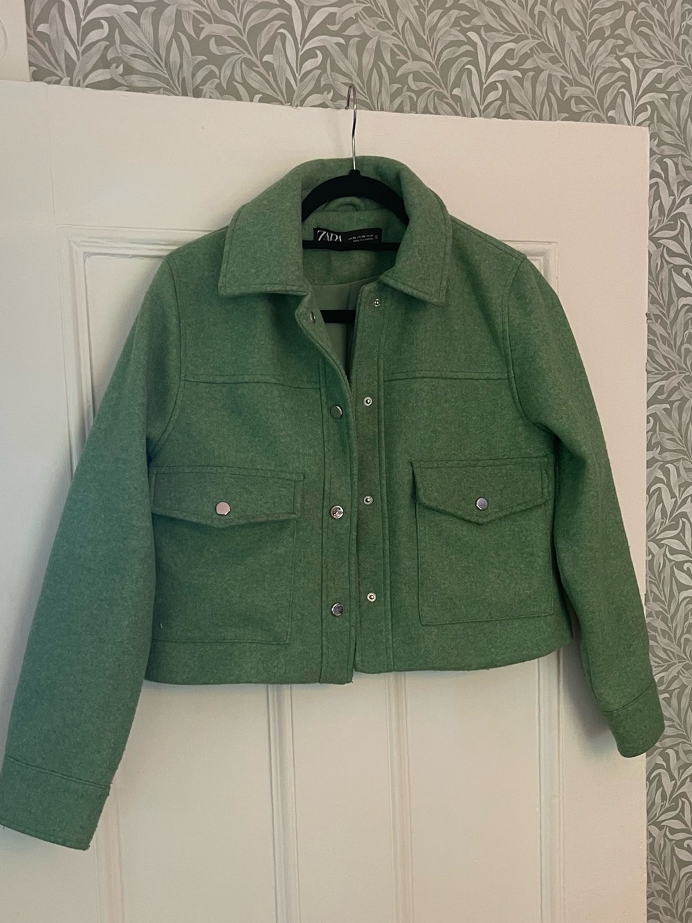 Zara Green Wool Crop Jacket